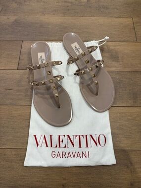 Valentino Nude Rockstud Jelly Sandals - Size 9